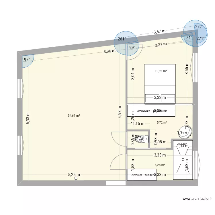 plan maison jay. Plan de 6  et 58 m²