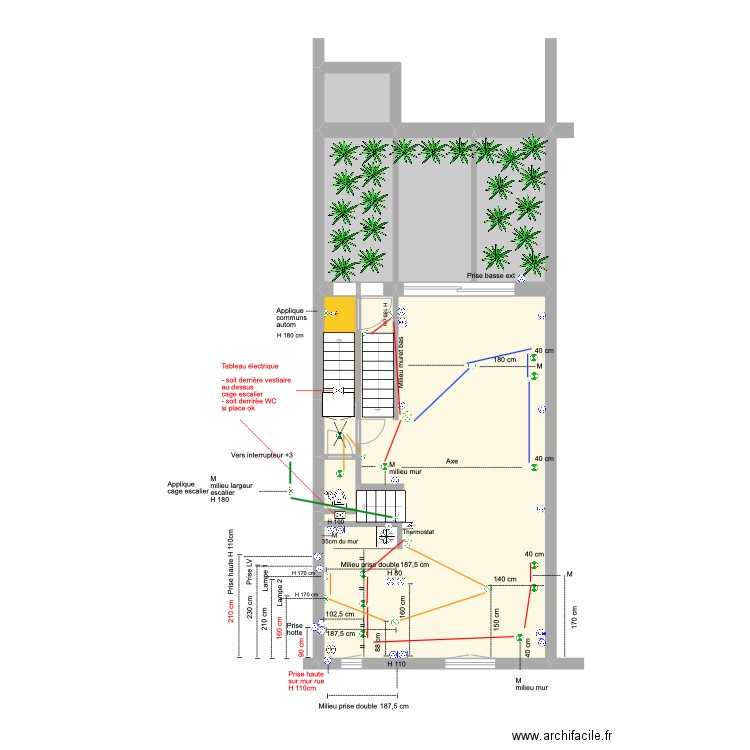 Banning 83 2e étage Elec V2 selon alignement escalier. Plan de 7 pièces et 74 m2