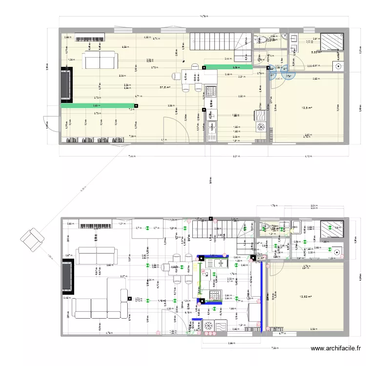 RDC charpente 5 mars 2024 cuisine demont&eacute;e bis. Plan de 