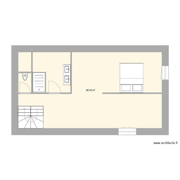 Maison FZ Etage. Plan de 1 pièce et 49 m2