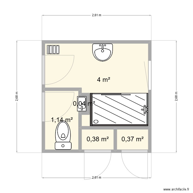 chalet. Plan de 1 pièce et 3 m2