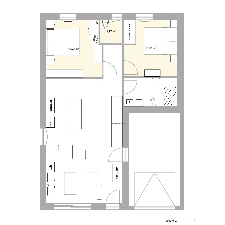 kjkklj. Plan de 3 pièces et 24 m2
