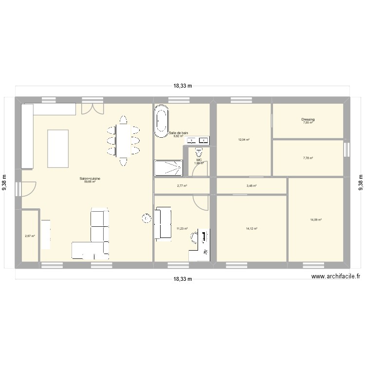 maison 2. Plan de 12 pièces et 147 m2