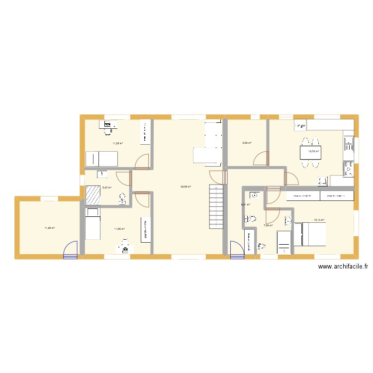 Nora 4. Plan de 10 pièces et 131 m2