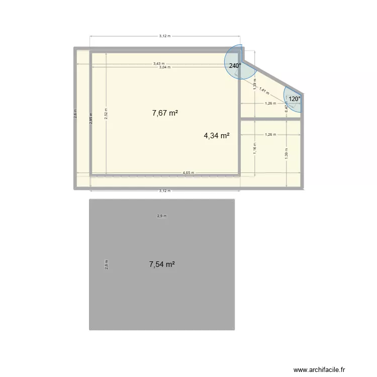 Abris de jardin. Plan de 3  et 20 m²