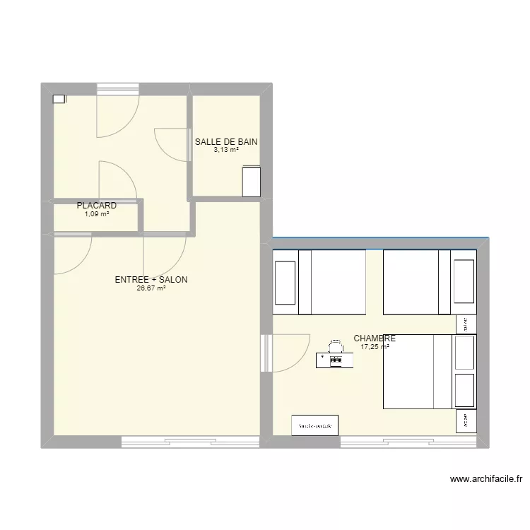 LA MONGIE chambre grand lit. Plan de LA MONGIE chambre grand lit. Plan de