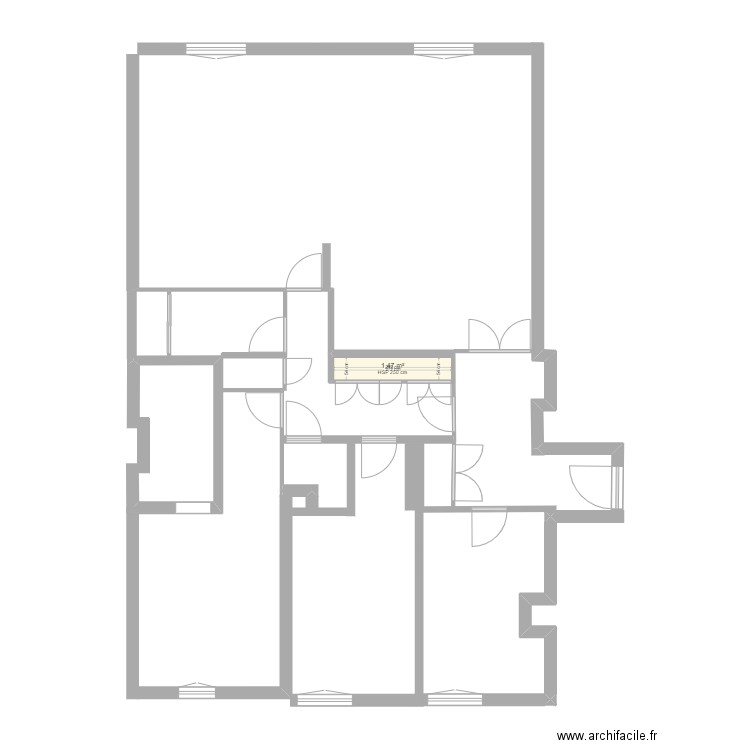 Plan initial appartement.. Plan de 1 pièce et 1 m2