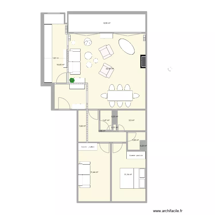lavoisier 12. Plan de 13  et 91 m²