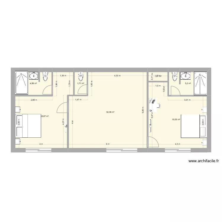 VILLA. Plan de 7  et 84 m²