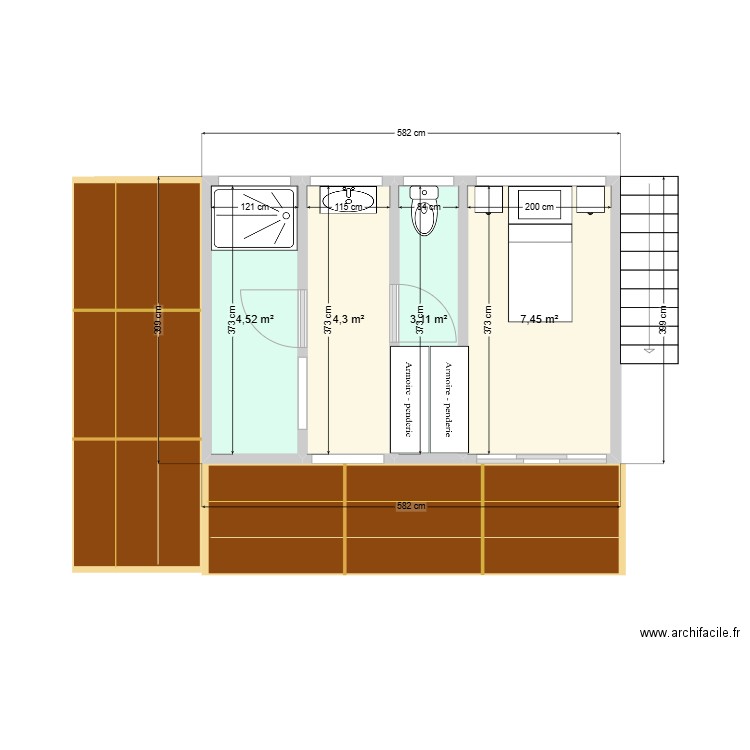 base pacifique. Plan de 8 pièces et 33 m2