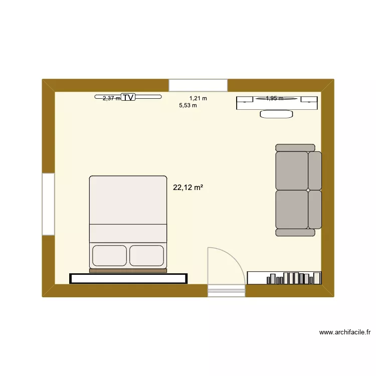 Chambre Parentale. Plan de 1 Pièce et 22 m² Chambre Parentale. Plan de 1 Pièce et 22 m²