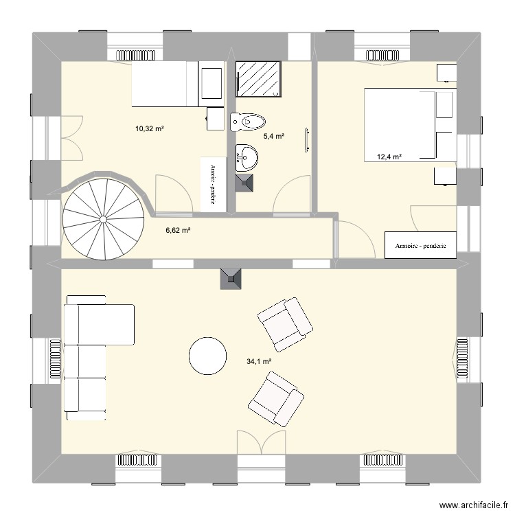 Bron 2e étage après travaux. Plan de 0 pièce et 0 m2