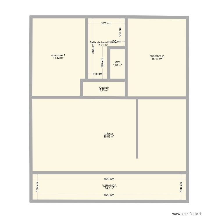 Appartement haut. Plan de 7 pièces et 95 m2