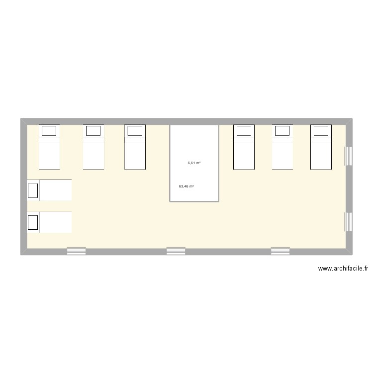 comble gite. Plan de 2 pièces et 77 m2