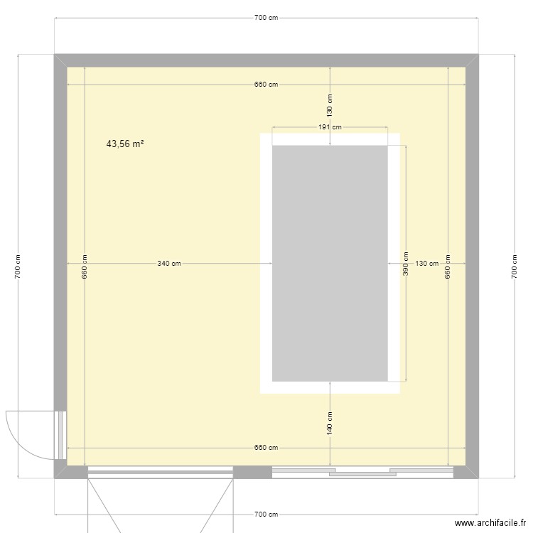 garage piscine plan positionement piscine. Plan de 1 pièce et 44 m2