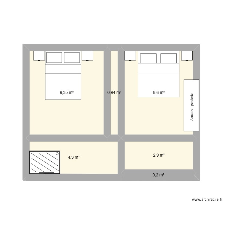 ETAGE. Plan de 6 pièces et 26 m2