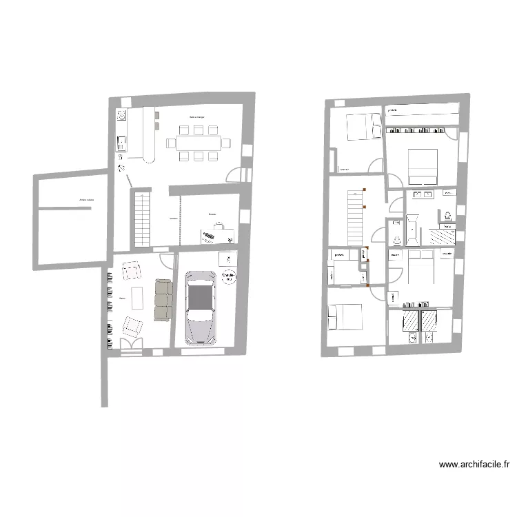 rez de chaussee final. Plan de 2  et 90 m²
