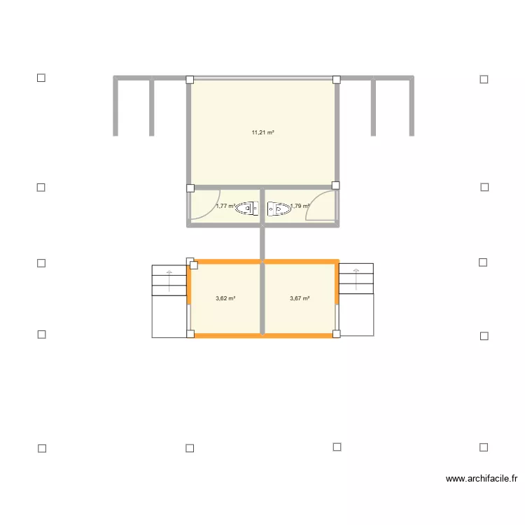 Sauna3. Plan de 5  et 22 m²