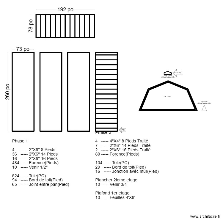 16X20 Structure toit. Plan de 0 pièce et 0 m2