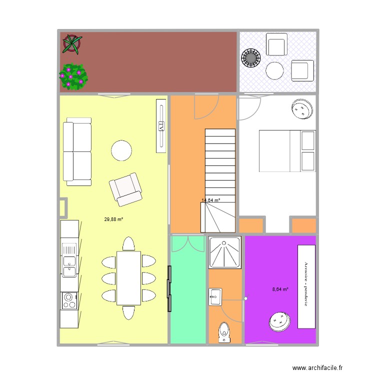 Dubessey rdc nouveau. Plan de 7 pièces et 75 m2