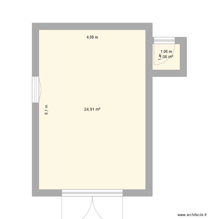 CAZIS. Plan de 2 pièces et 26 m2