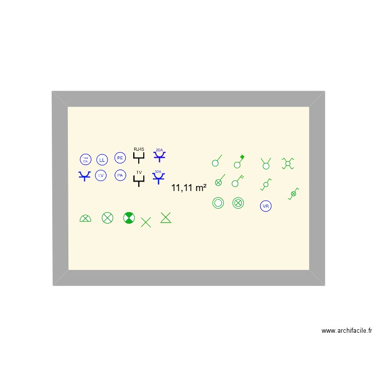 plan. Plan de 1 pièce et 11 m2