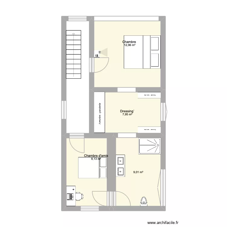 etage. Plan de 4 pièces et 38 m² etage. Plan de 4 pièces et 38 m²