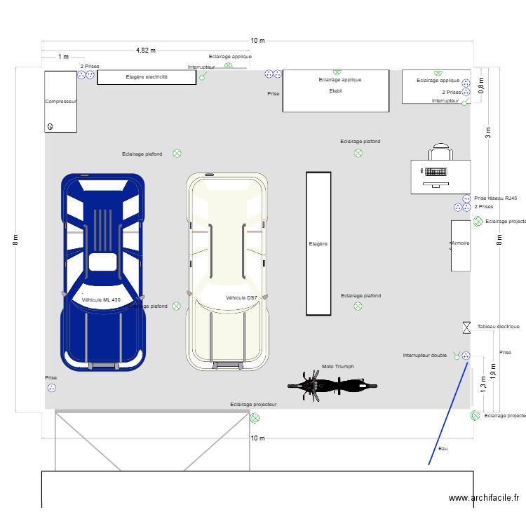garage v3. Plan de 2 pièces et 156 m2