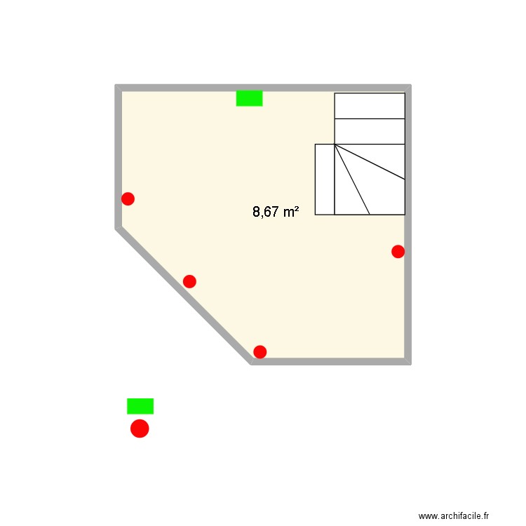 tjmah. Plan de 1 pièce et 9 m2
