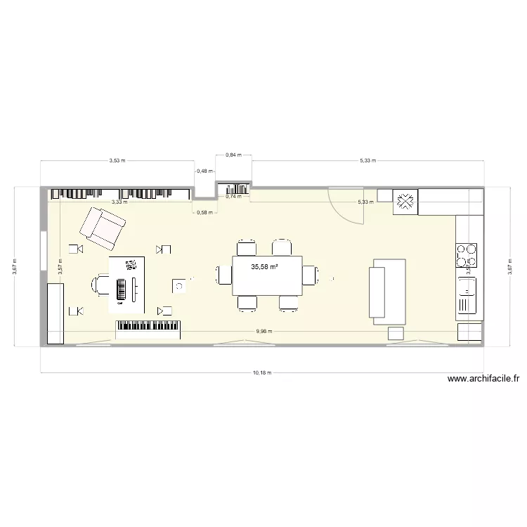 Schwandorferstra&szlig;e 4 - CuisineS&eacute;jour. Plan de 