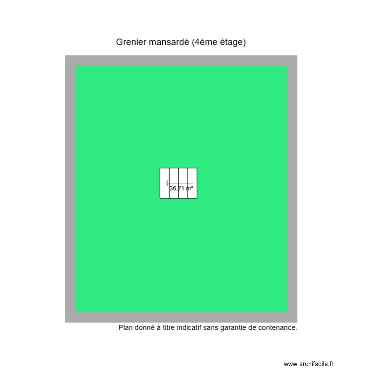 grenier. Plan de 1 pièce et 37 m2