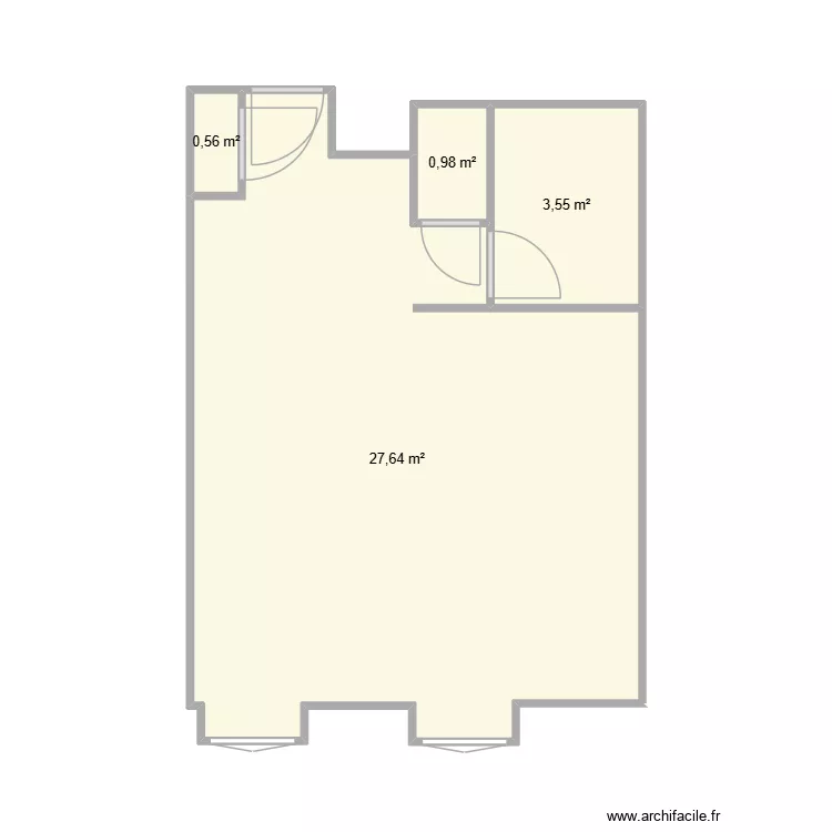 Bureau. Plan de 4 Pièces et 33 m²