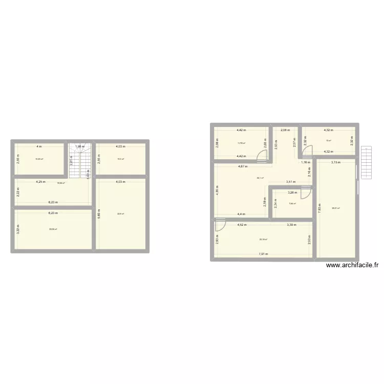 Sous-sol N&deg;3. Plan de 11  et 193 m²