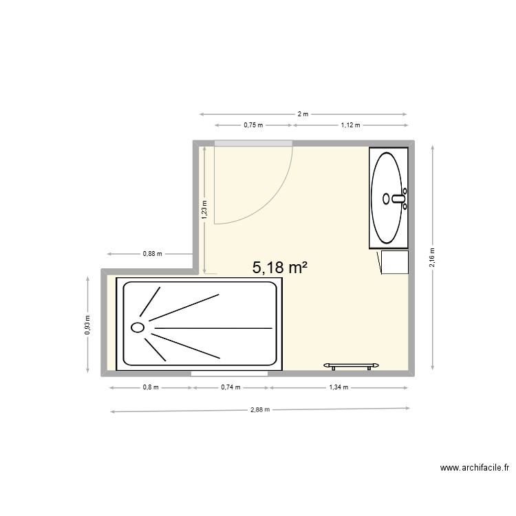 GALPIN. Plan de 1 pièce et 5 m2