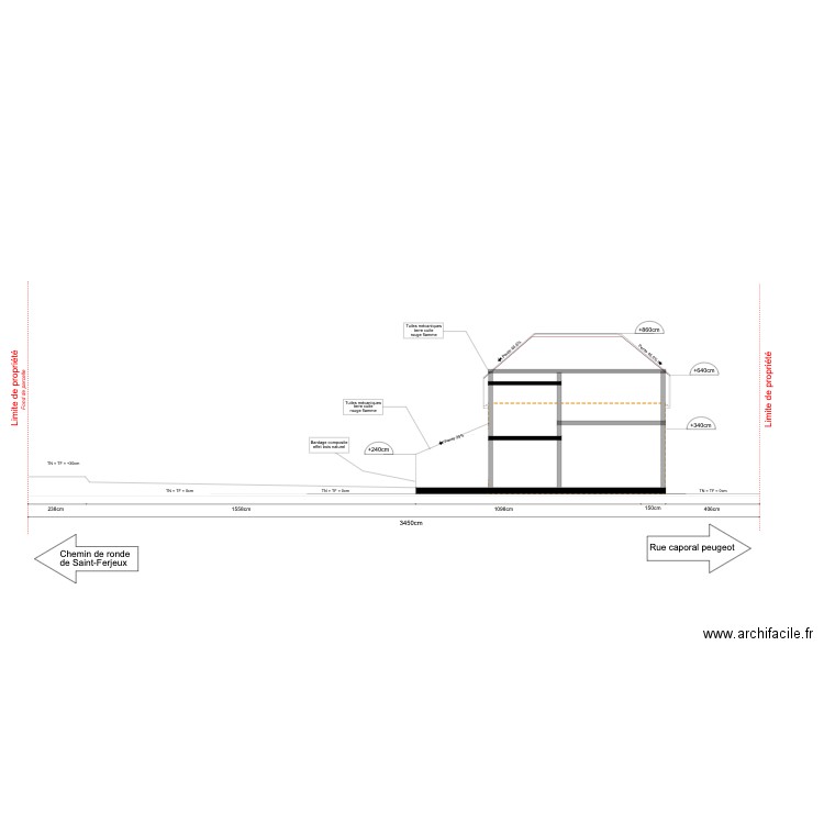 facade latérale coupe inté. Plan de 0 pièce et 0 m2