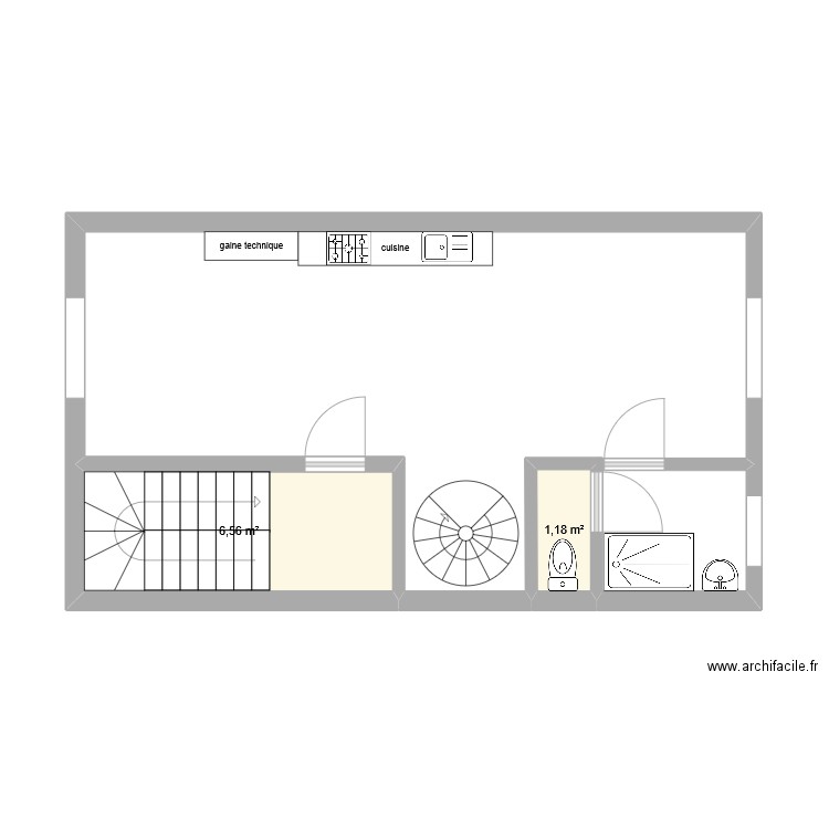 Combles Devigne futur. Plan de 2 pièces et 8 m2