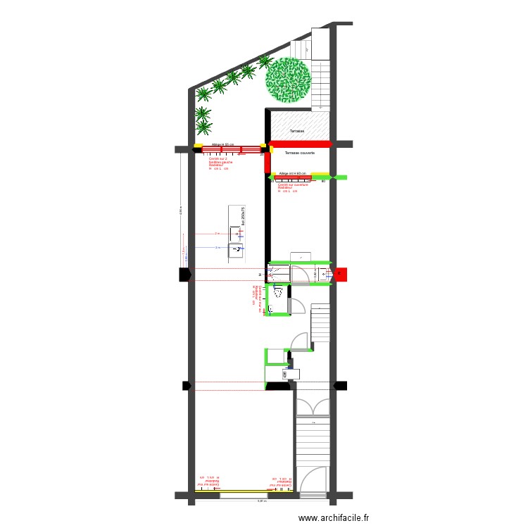 BAUCQ 77 Bel étage Eau Chauffage. Plan de 7 pièces et 100 m2