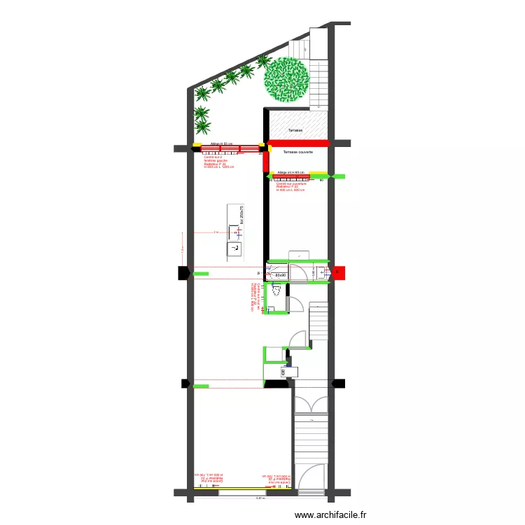 BAUCQ 77 Bel &eacute;tage Eau Chauffage. Plan de 7  et 100 m²