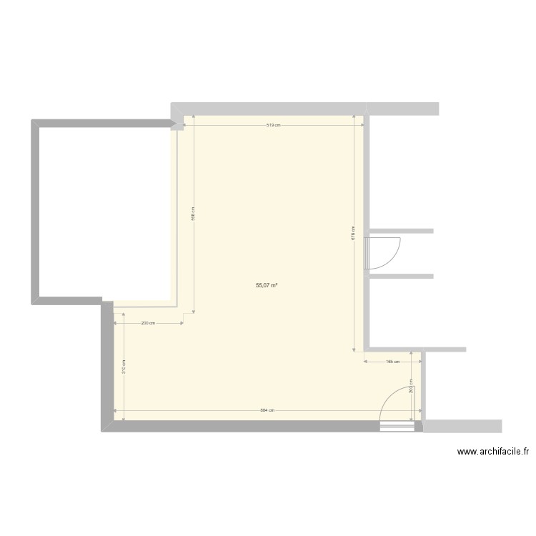 Habay-LIVING-CUISINE. Plan de 1 pièce et 55 m2