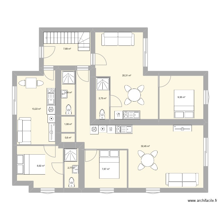 RDCRobertDAUGEY. Plan de 12 pièces et 110 m2