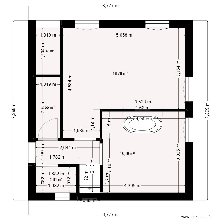 montigny 5. Plan de 5 pièces et 40 m2