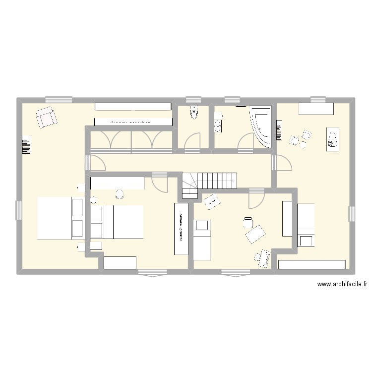 REZ de CHausse. Plan de 6 pièces et 129 m2