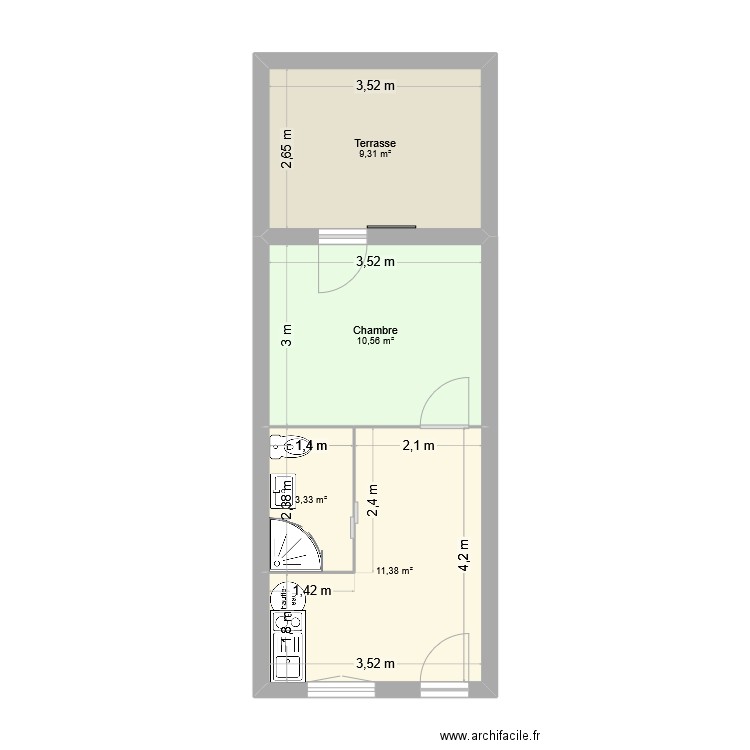 Plan immeuble Gien. Plan de 4 pièces et 35 m2