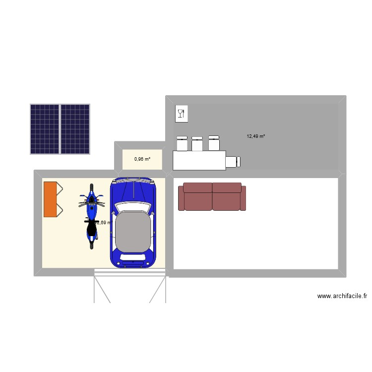 Iyad. Plan de 3 pièces et 26 m2
