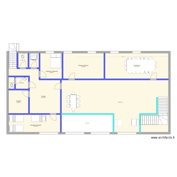 Premier etage 1.2. Plan de 12 pièces et 207 m2