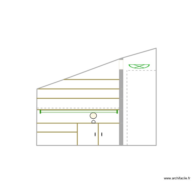 Mur lateral bureau TV &agrave; gauche. Plan de 0 pièce et 0 m2