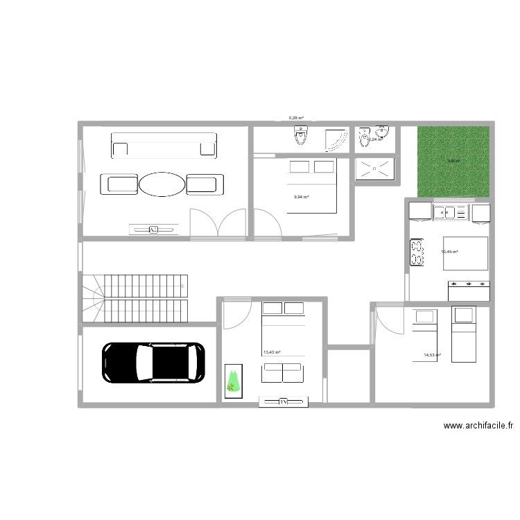 MAISON 2.0. Plan de 6 pièces et 50 m2