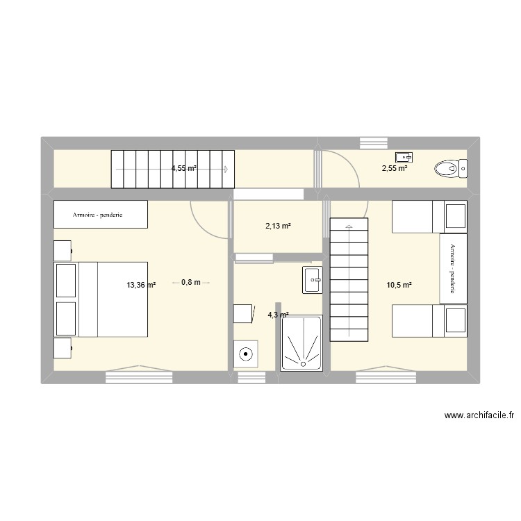 Maison haut. Plan de 6 pièces et 37 m2
