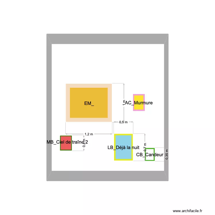 Focus mur 2.90. Plan de 1  et 9 m²