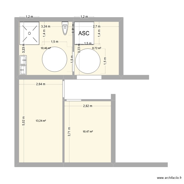 agrandissement 1er Arthur P.. Plan de 4 pièces et 43 m2